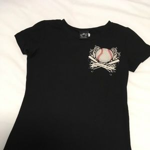 Black KATYDID Baseball Mom embellished t-shirt